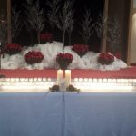white table with candles